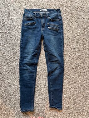 KanCan Dark Blue Skinny Jeans with Double Zipper Detail